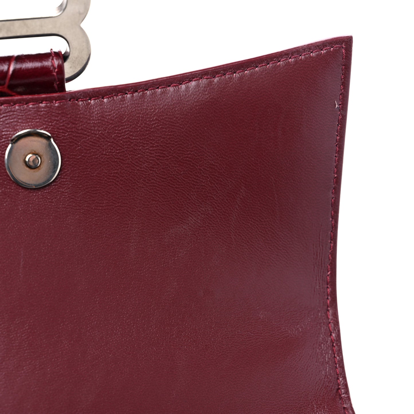 Calfskin Graffiti Crocodile Embossed Hourglass Top Handle Bag XS Dark Red White