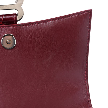 Balenciaga Calfskin Graffiti Crocodile Embossed Hourglass Top Handle Bag XS Dark Red White 10 of 10