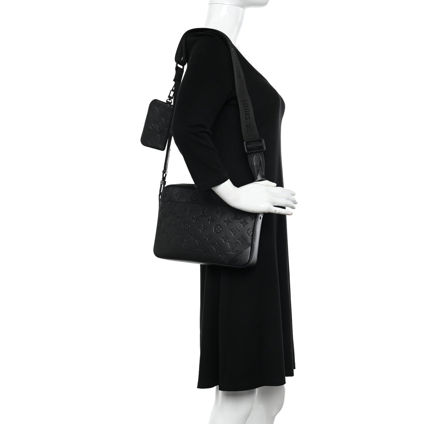 Calfskin Monogram Shadow Duo Messenger Black