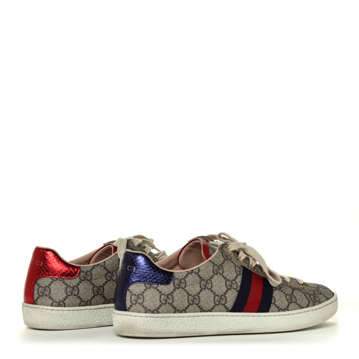 Gucci GG Supreme Monogram Ayers Web Womens Ace Sneakers 39 Beige 5 of 12