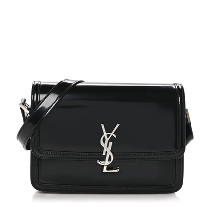 Saint Laurent Glazed Calfskin Monogram Medium Solferino Satchel Black 1 of 10