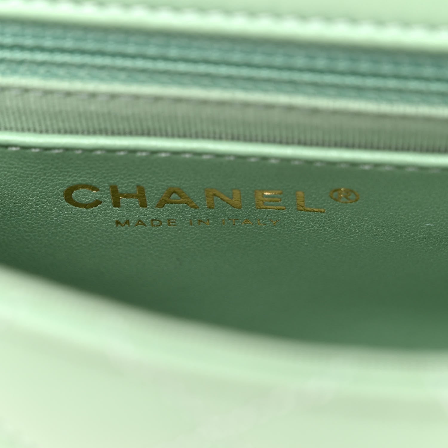 Chanel Lambskin Resin Quilted Mini Heart Square Flap Light Green 6 of 11