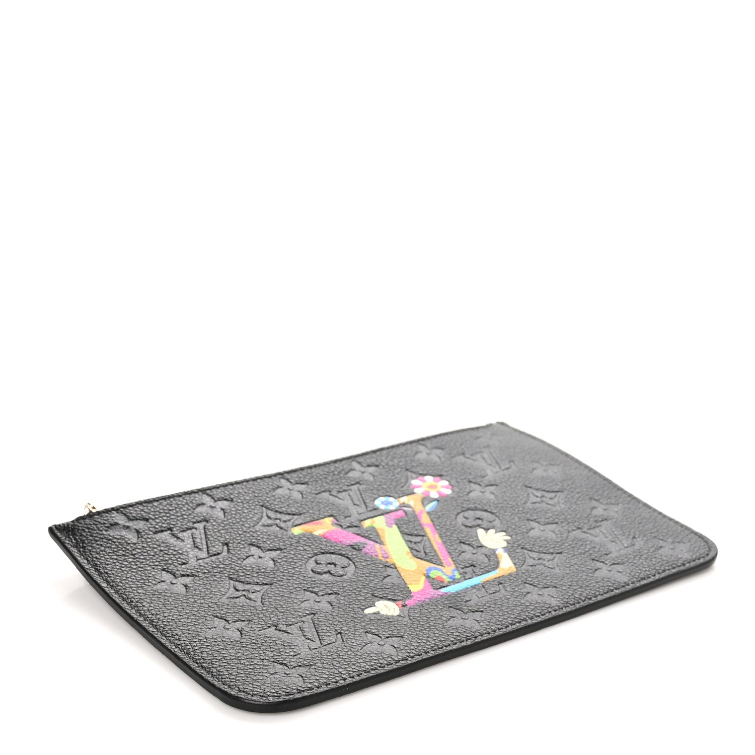 Louis Vuitton LV X TM Empreinte Flowers Neverfull MM Pochette Black 4 of 7