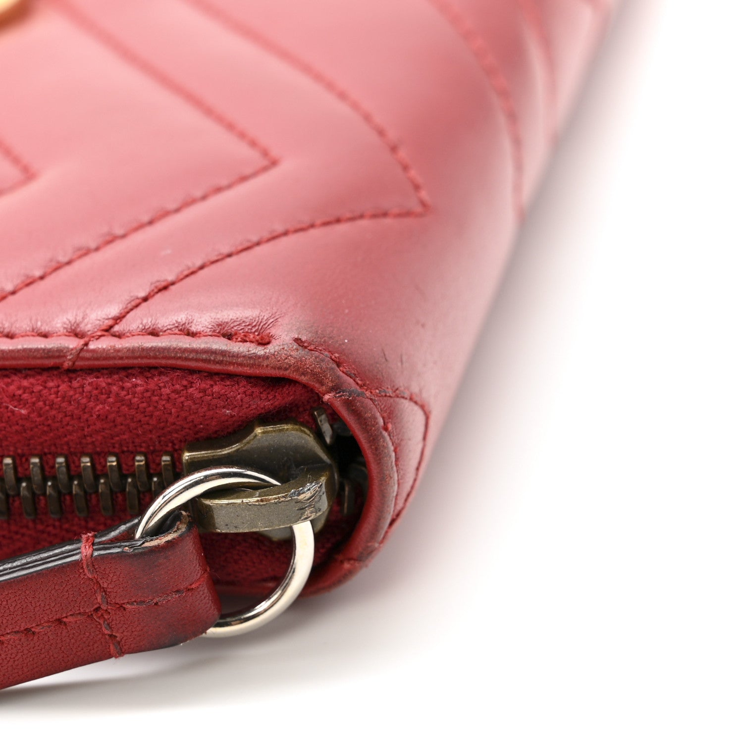 Gucci Calfskin Matelasse GG Marmont Zip Around Wallet Hibiscus Red 9 of 13