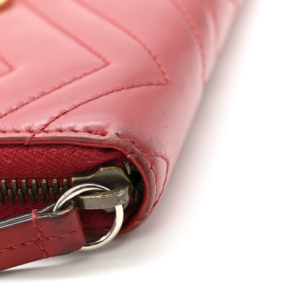 Gucci Calfskin Matelasse GG Marmont Zip Around Wallet Hibiscus Red 9 of 13