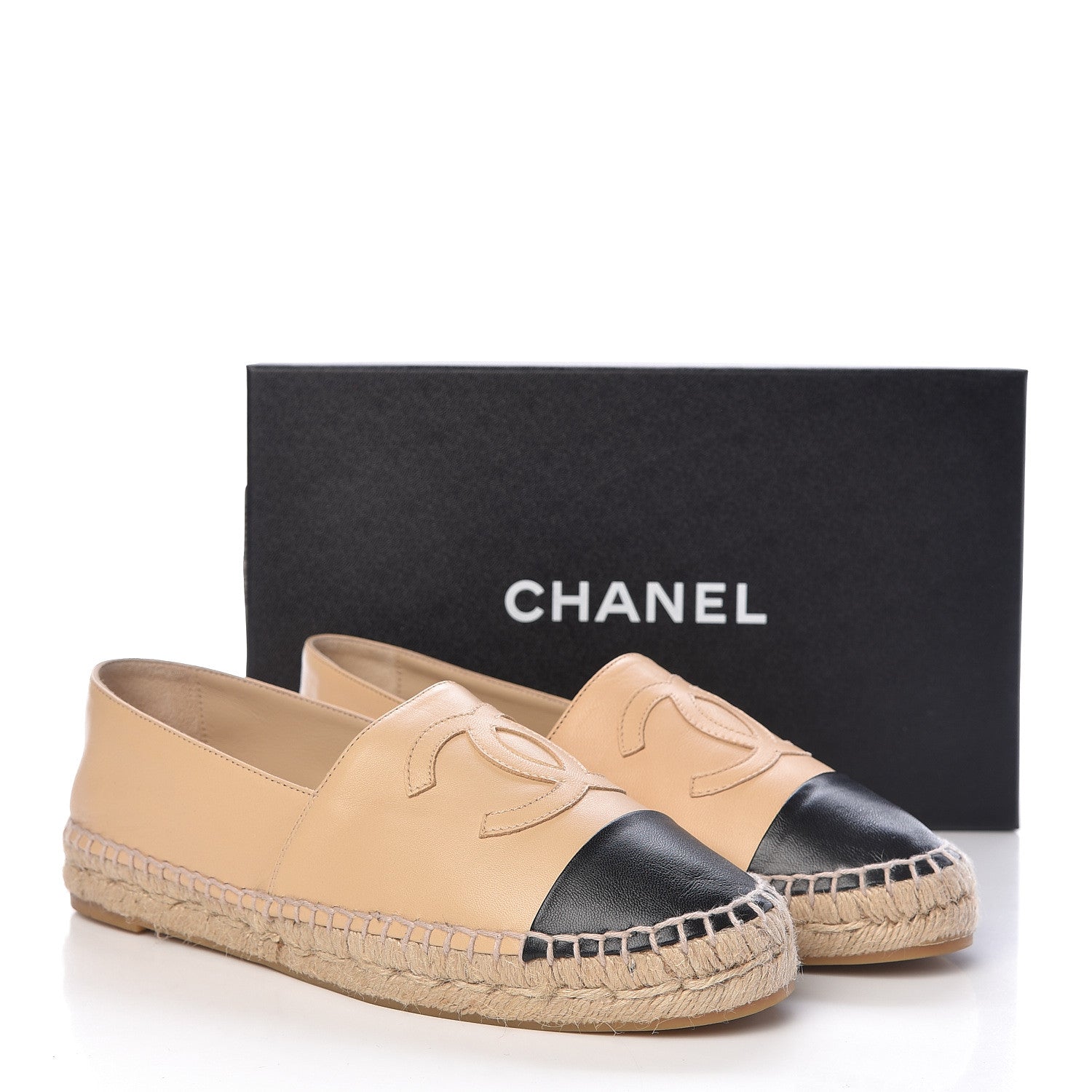 Chanel Lambskin CC Espadrilles 39 Beige Black 11 of 11