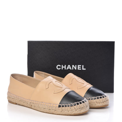 Chanel Lambskin CC Espadrilles 39 Beige Black 11 of 11