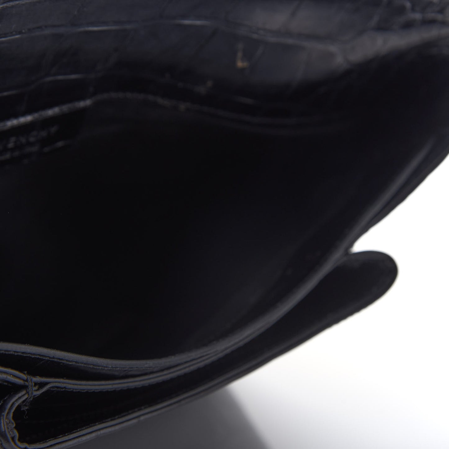 Calfskin Crocodile Embossed Medium Antigona Envelope Clutch Black