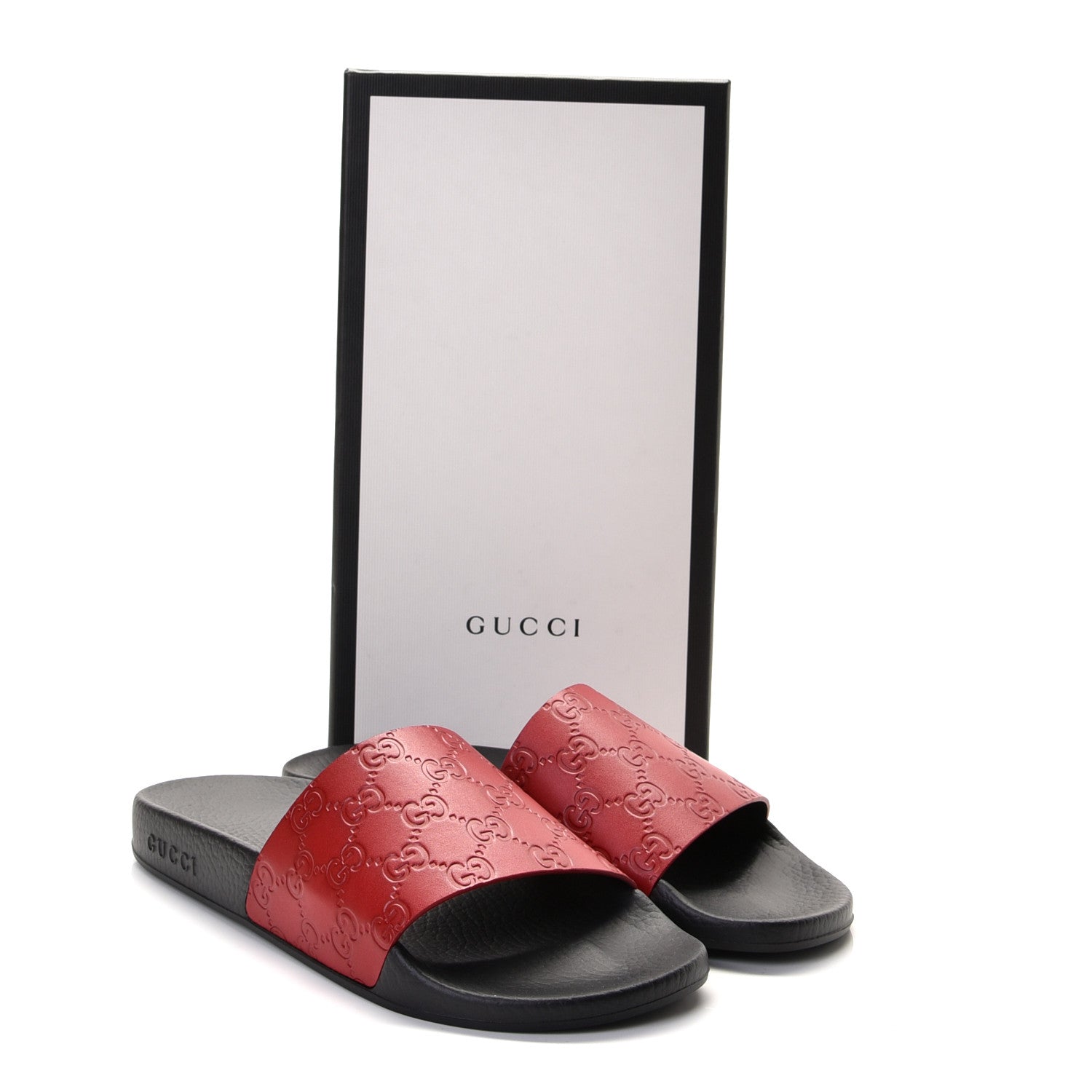 Gucci Guccissima Signature Womens Slide Sandals 40 Hibiscus Red 6 of 6
