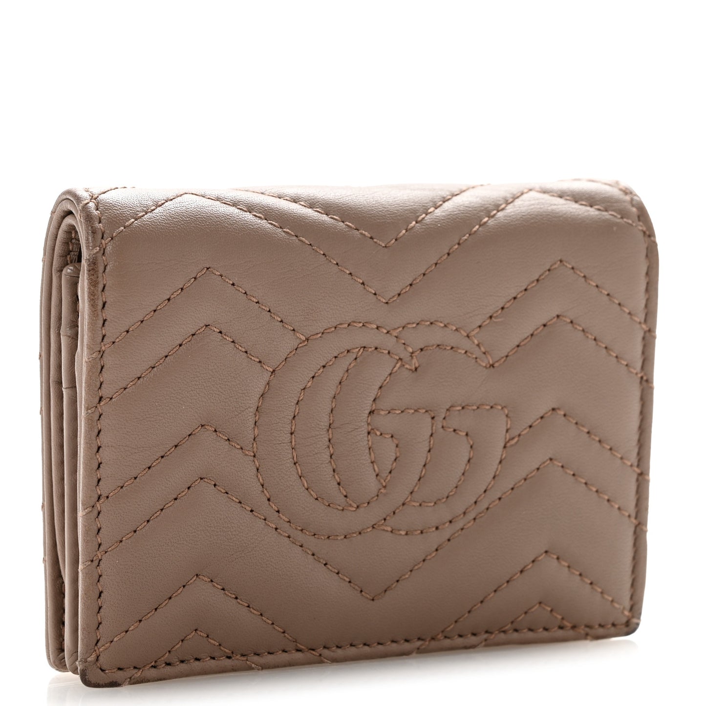 Calfskin Matelasse GG Marmont Card Case Wallet Porcelain Rose