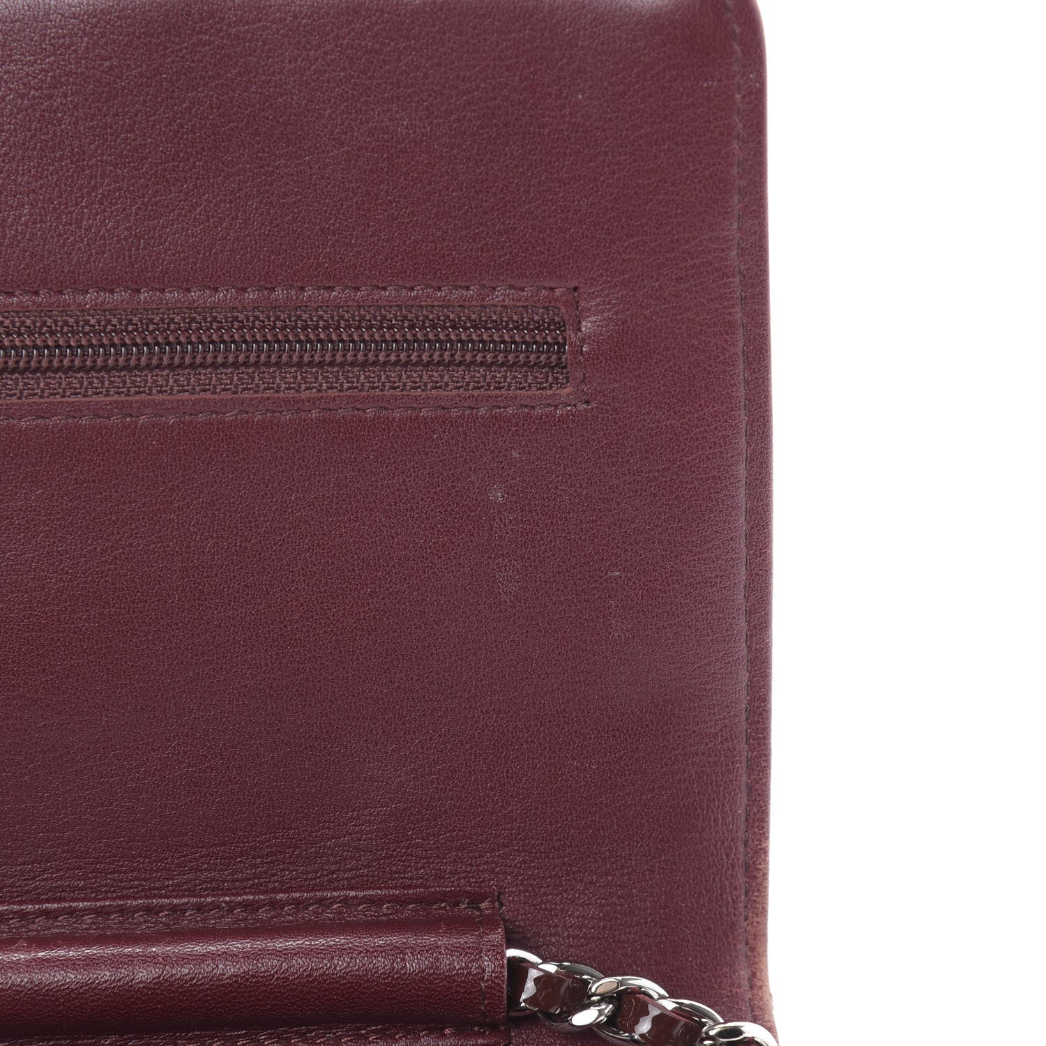 Chanel Patent Quilted Wallet On Chain WOC Burgundy 13 of 13