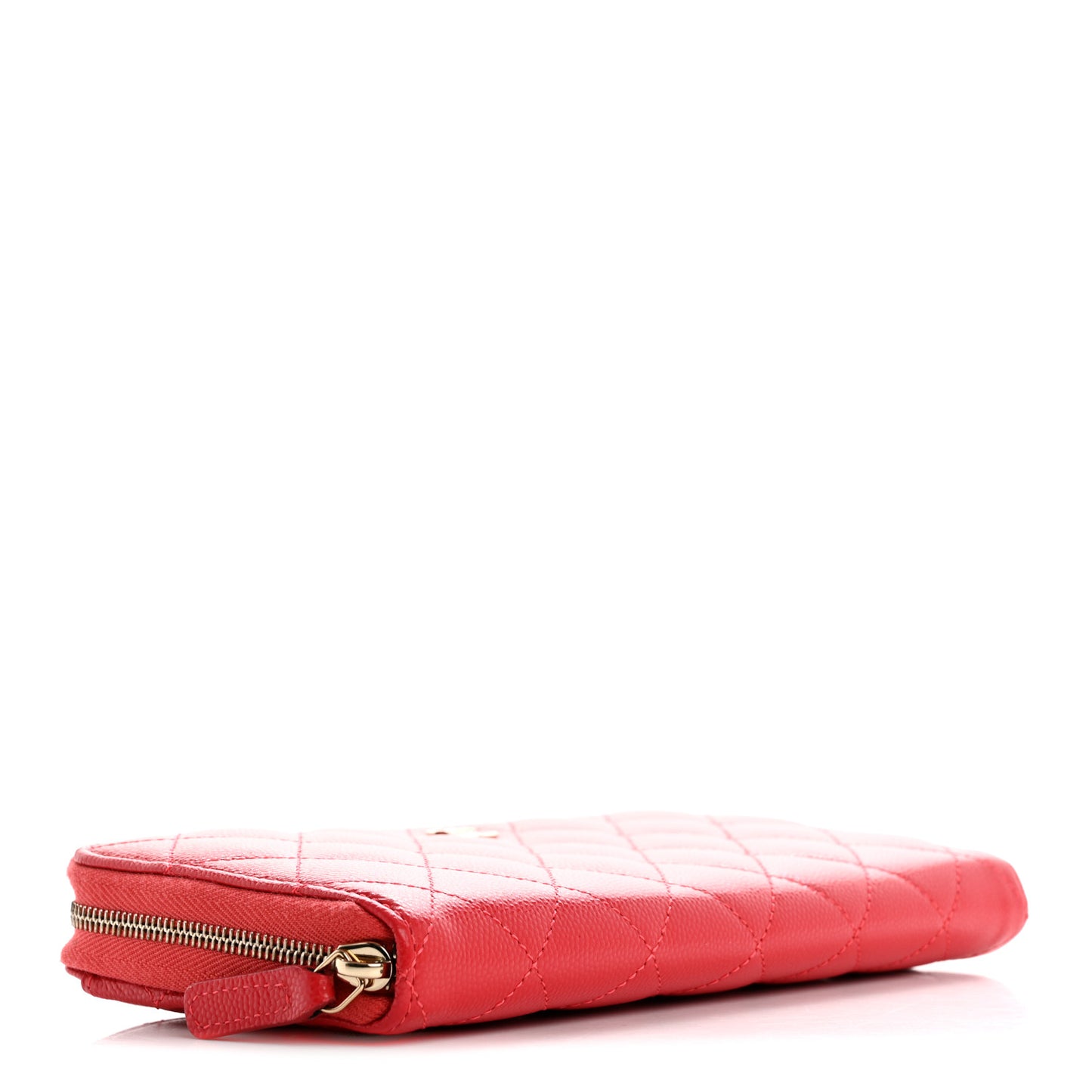 Caviar Quilted Large Gusset Zip Around Wallet Red