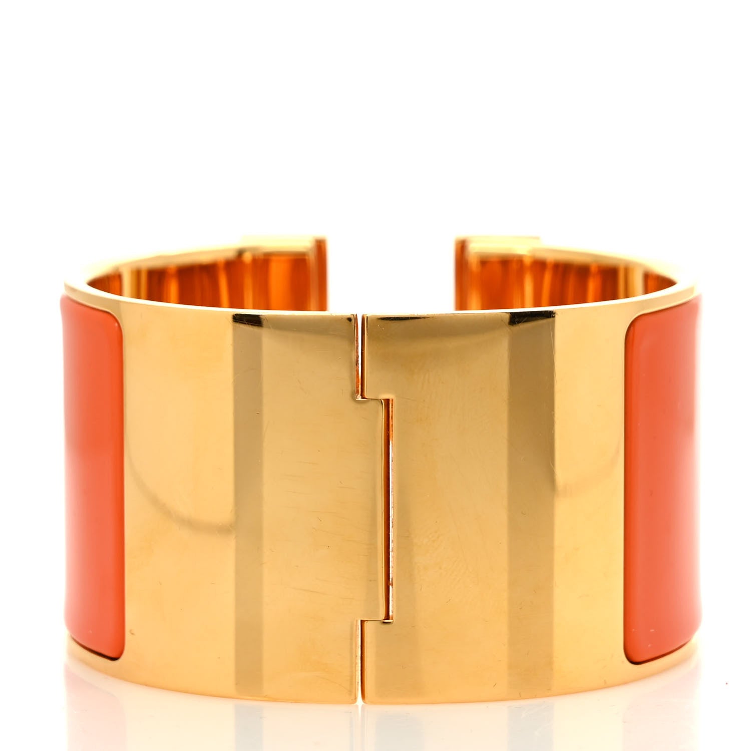 Hermes Enamel Extra Wide Clic Clac H Bracelet GM Orange 3 of 5