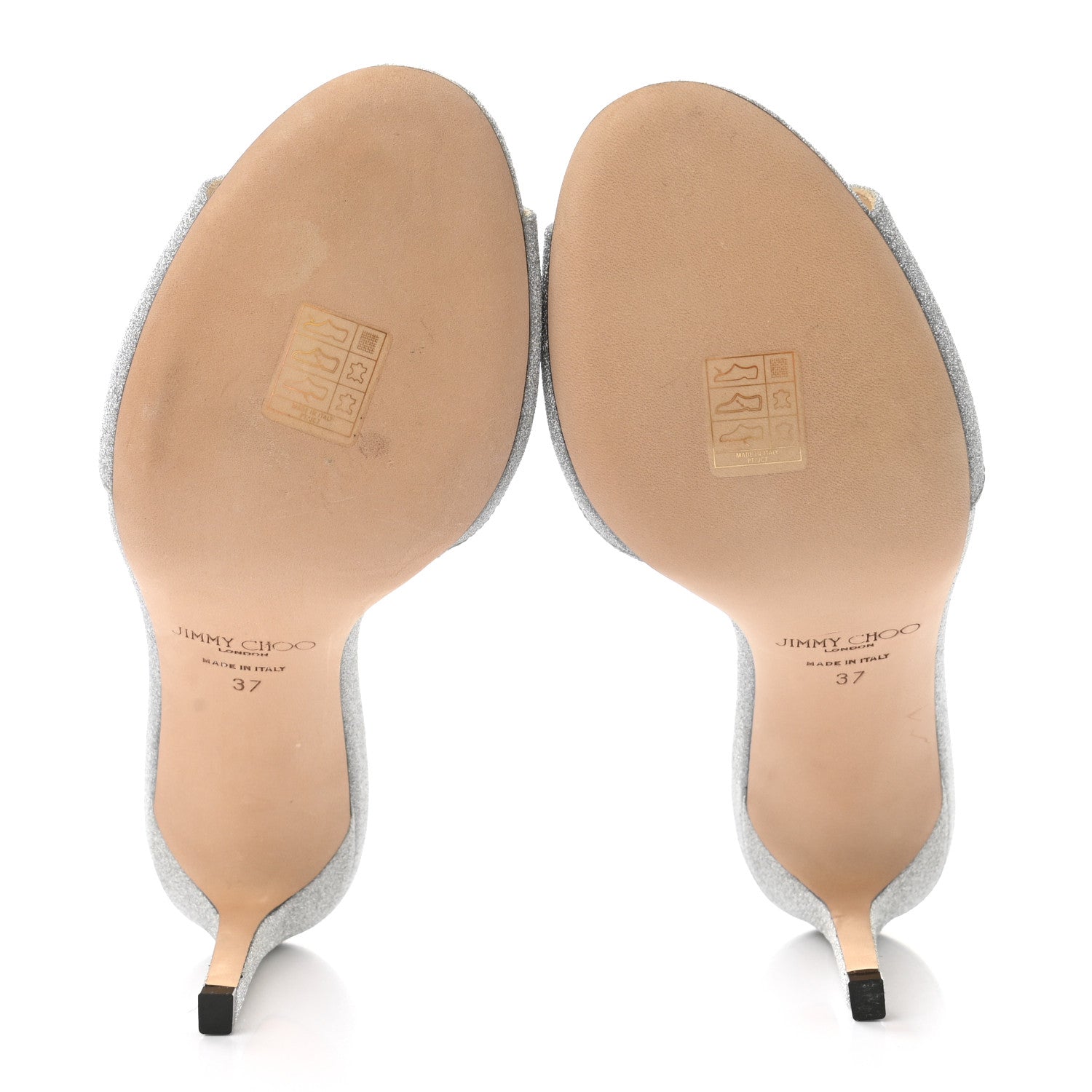 Jimmy Choo Glitter Stacey 85 Sandals 37 Silver 5 of 8