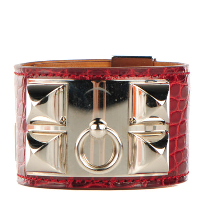 Hermes Shiny Alligator Collier De Chien CDC S Bracelet Braise 1 of 10