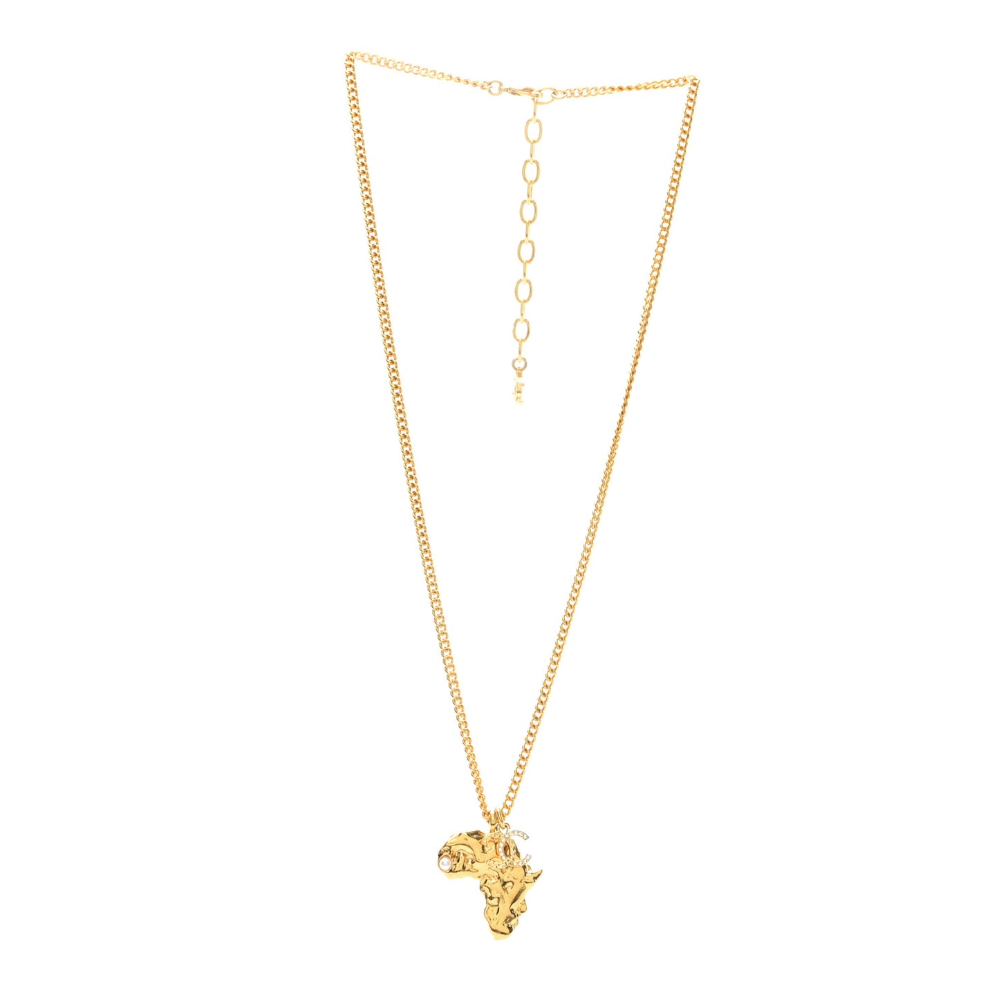 Crystal Pearl CC Africa Pendant Necklace Gold White