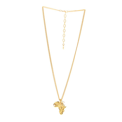 Chanel Crystal Pearl CC Africa Pendant Necklace Gold White 3 of 4