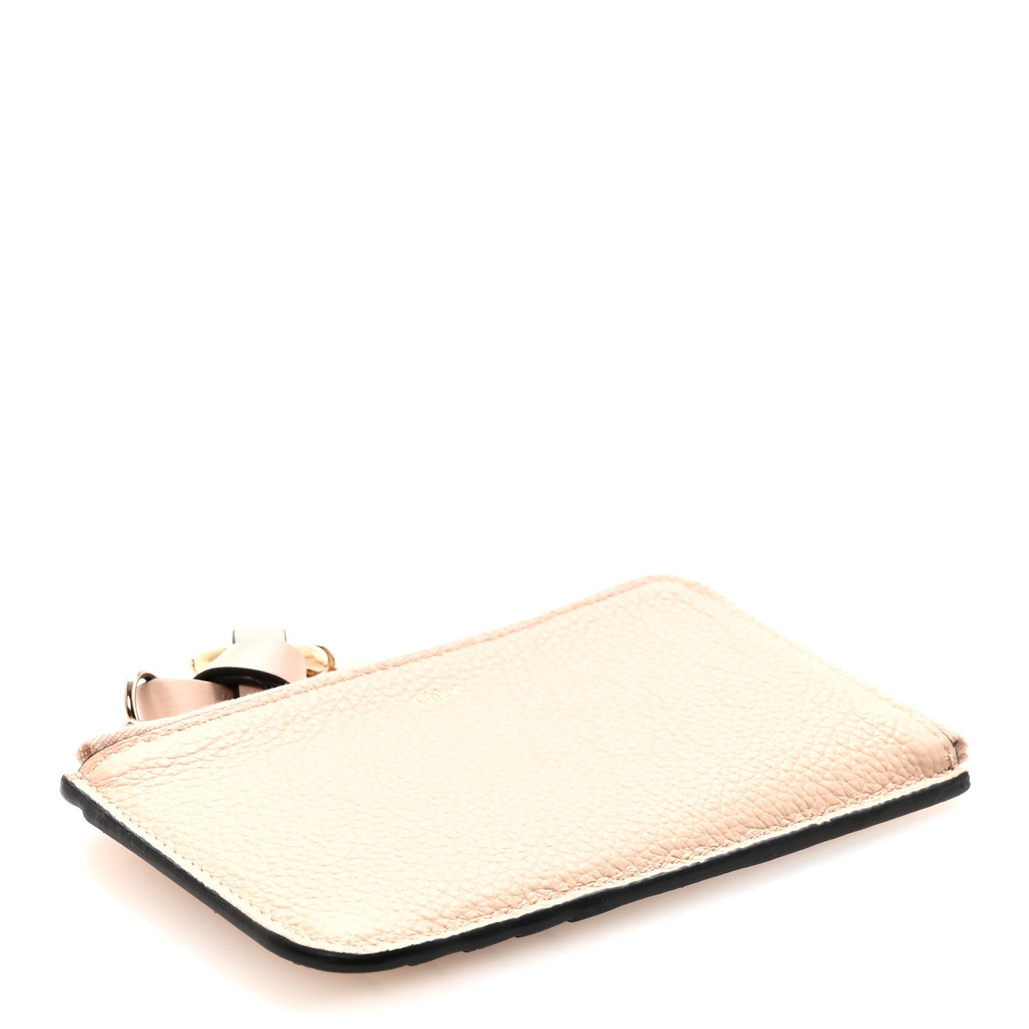 Chloe Grained Calfskin Alphabet Zip Card Holder Cement Pink