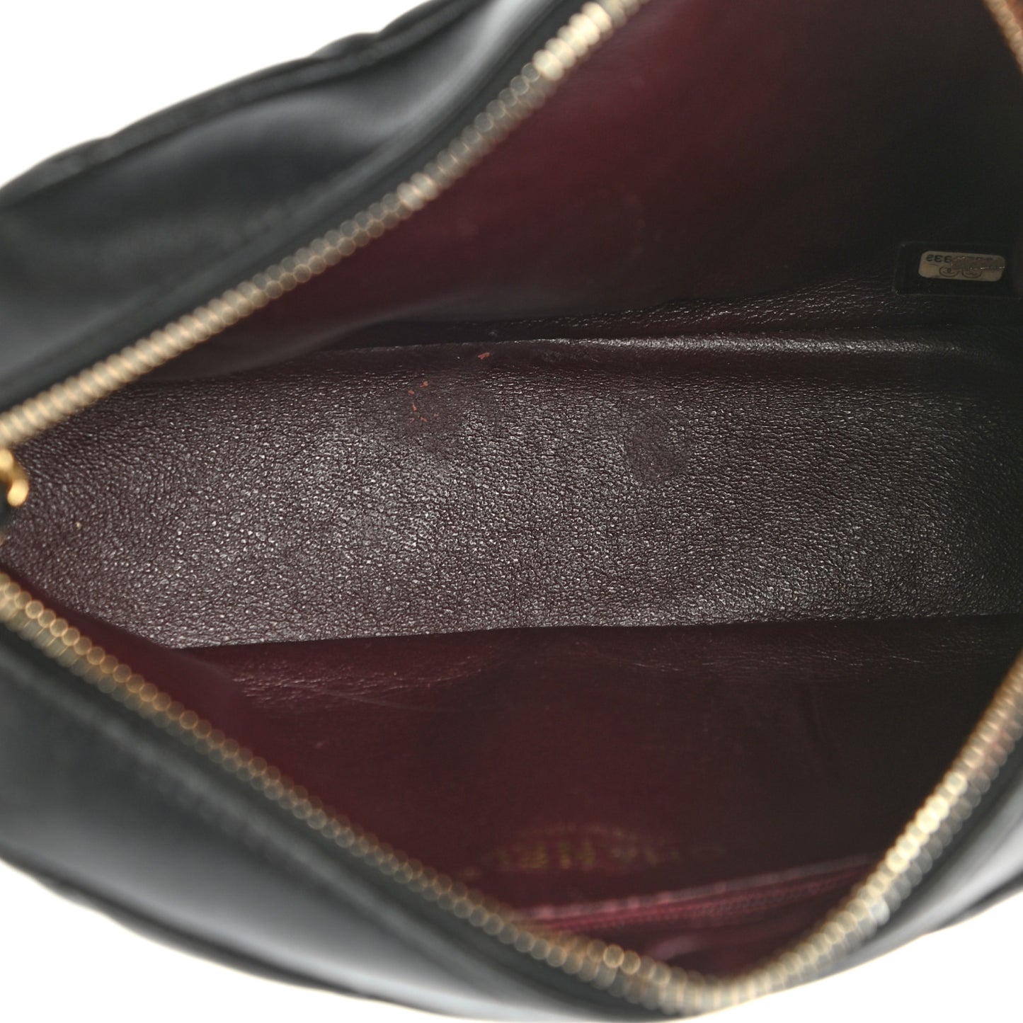 Lambskin Quilted Small Diamond CC Camera Case Black