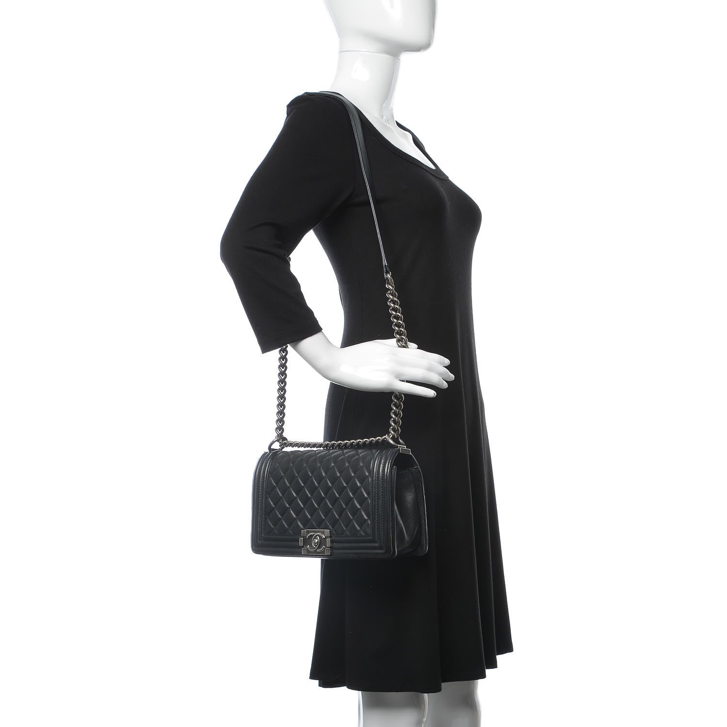 Chanel Calfskin Quilted Medium Boy Flap Black 2 of 13