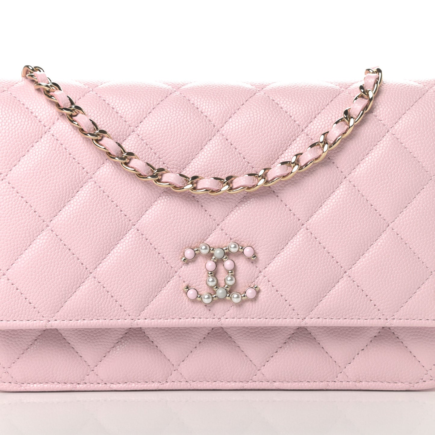 Caviar Quilted Coco Candy Wallet On Chain WOC Light Pink