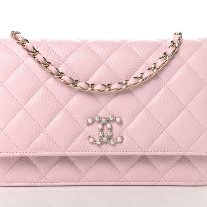 Chanel Caviar Quilted Coco Candy Wallet On Chain WOC Light Pink 9 of 11