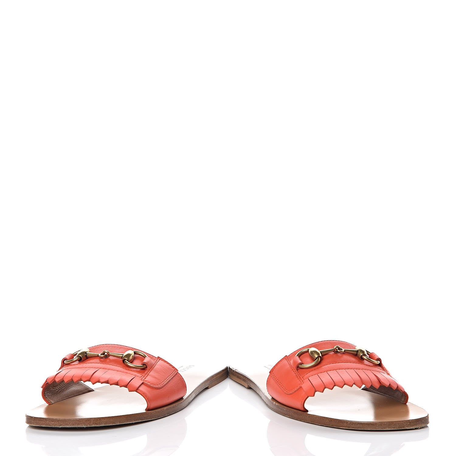 Gucci Malaga Kid Fringe Horsebit Slide Sandals 40 Orange 6 of 12