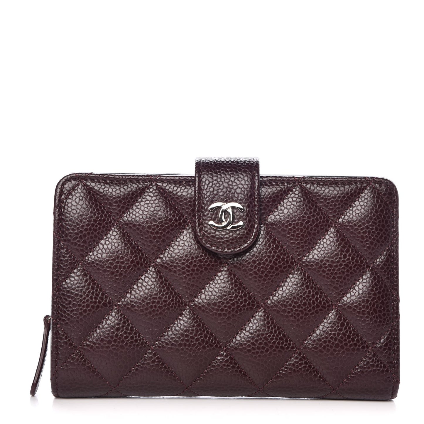 Caviar Quilted Zipped Pocket Wallet Dark Purple