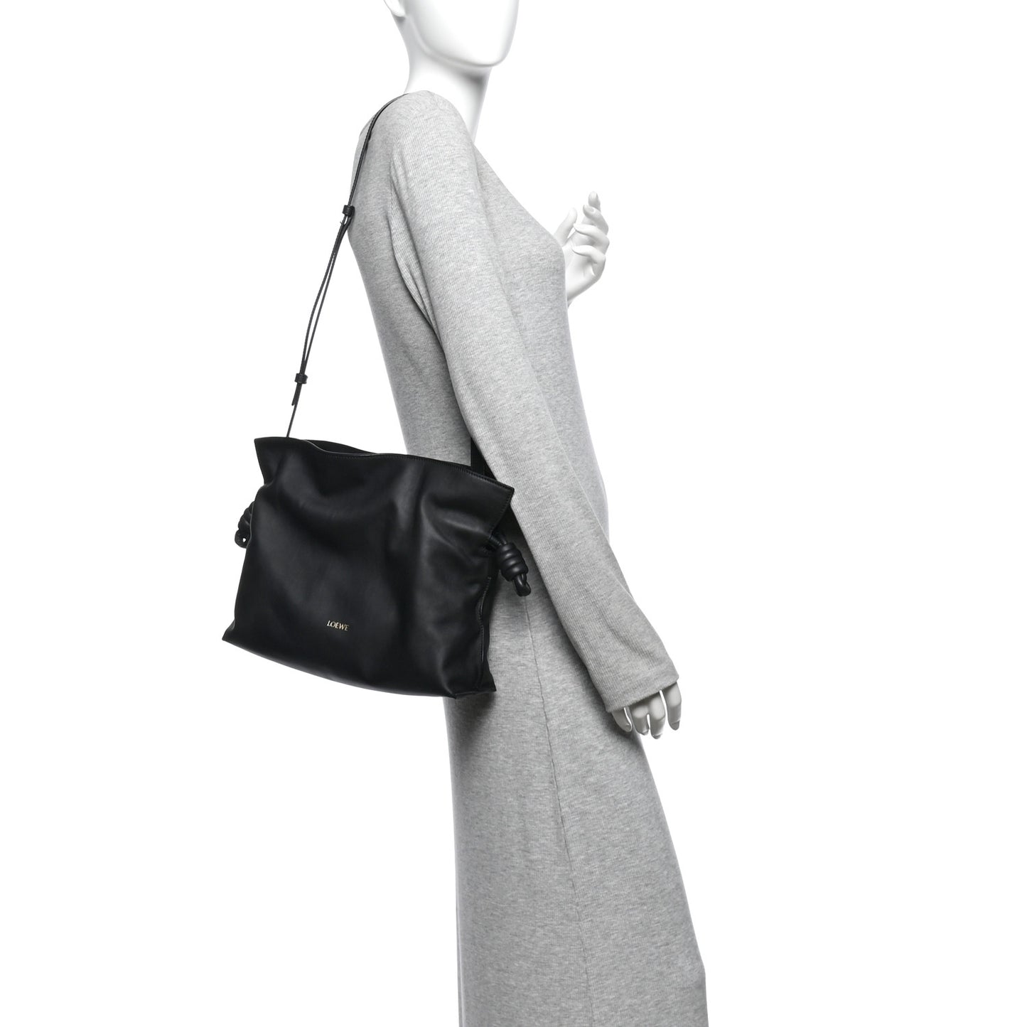 Nappa Calfskin Medium Flamenco Knot Bag Black