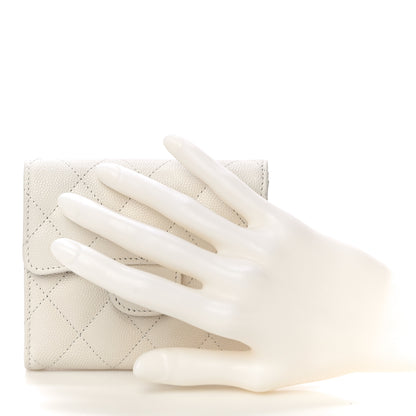 Chanel Caviar Quilted Compact Flap Wallet White 2 of 12