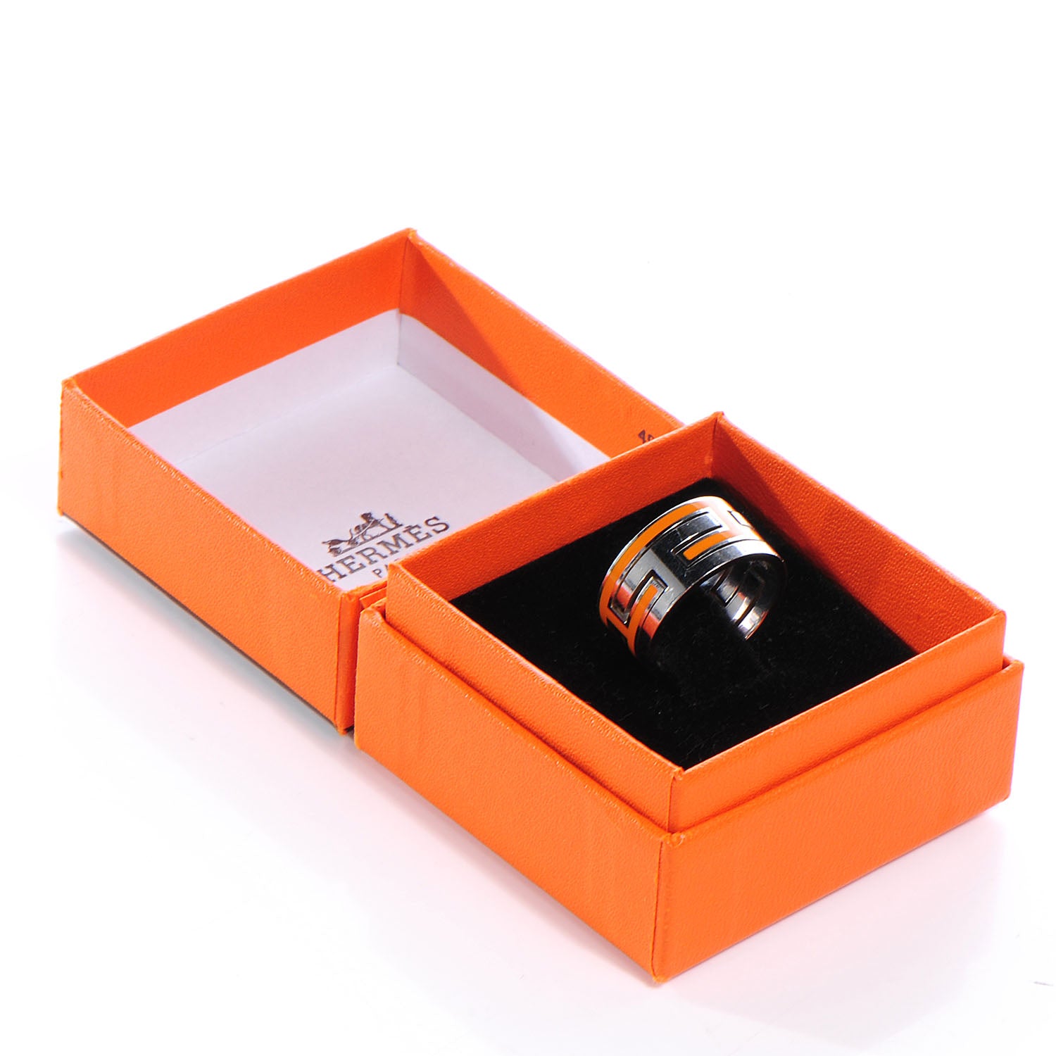 Hermes Sterling Silver Arcane H Ring Orange 54 US 7 5 of 5
