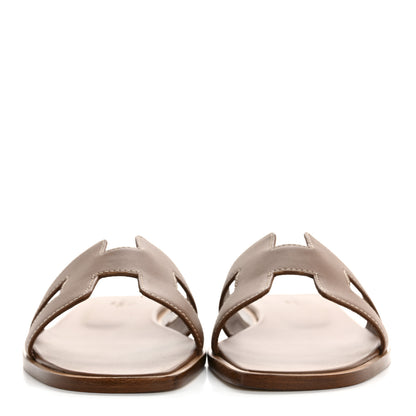Hermes Box Calfskin Oran Sandals 37 Gold 3 of 9