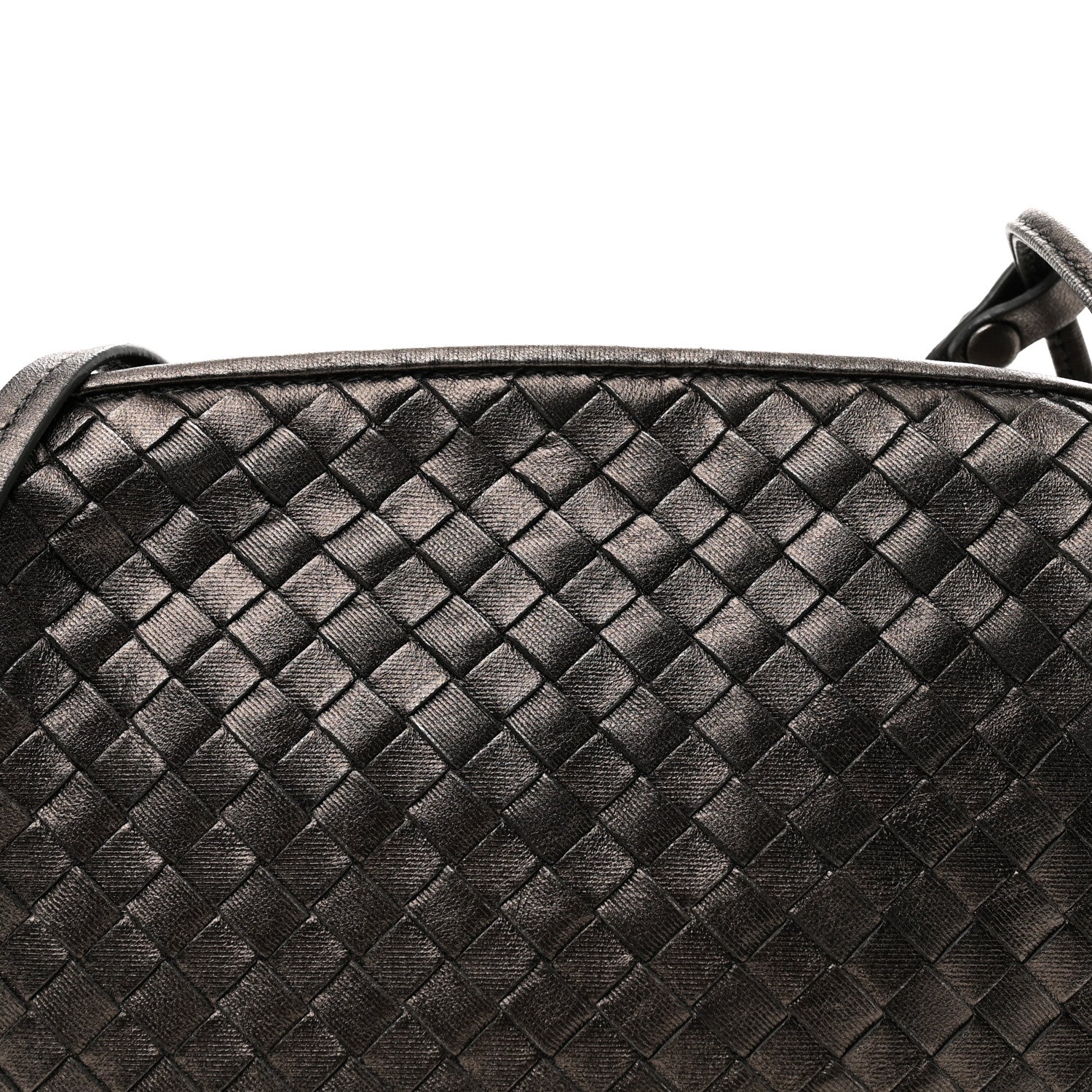 Bottega Veneta Metallic Nappa Intrecciato Nodini Crossbody Messenger Dark Grey 10 of 10