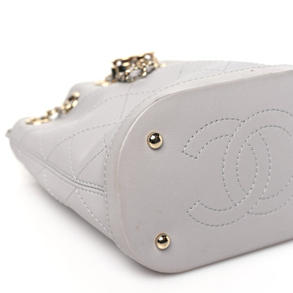 Chanel Calfskin Stitched Chain Bucket Bag Light Grey 9 of 12