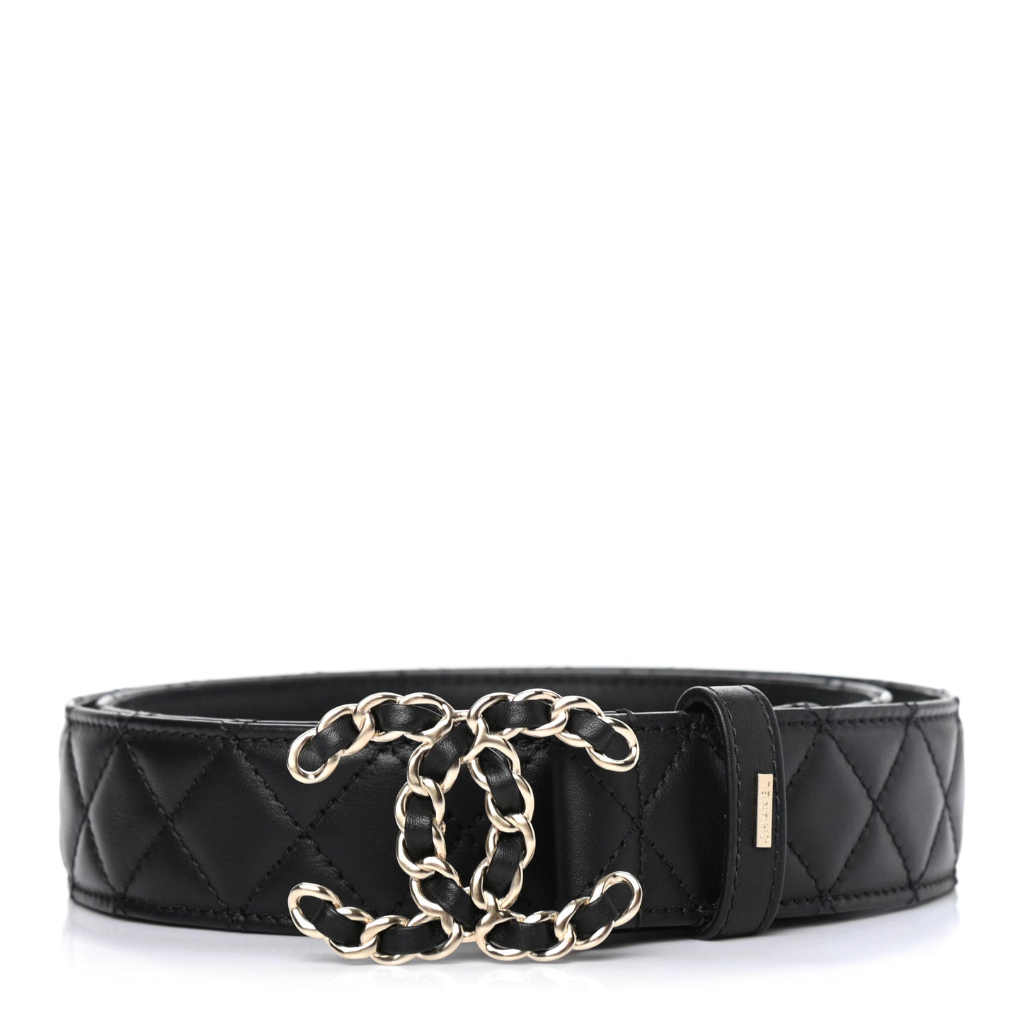 Lambskin Quilted CC Chain Belt 90 36 Black