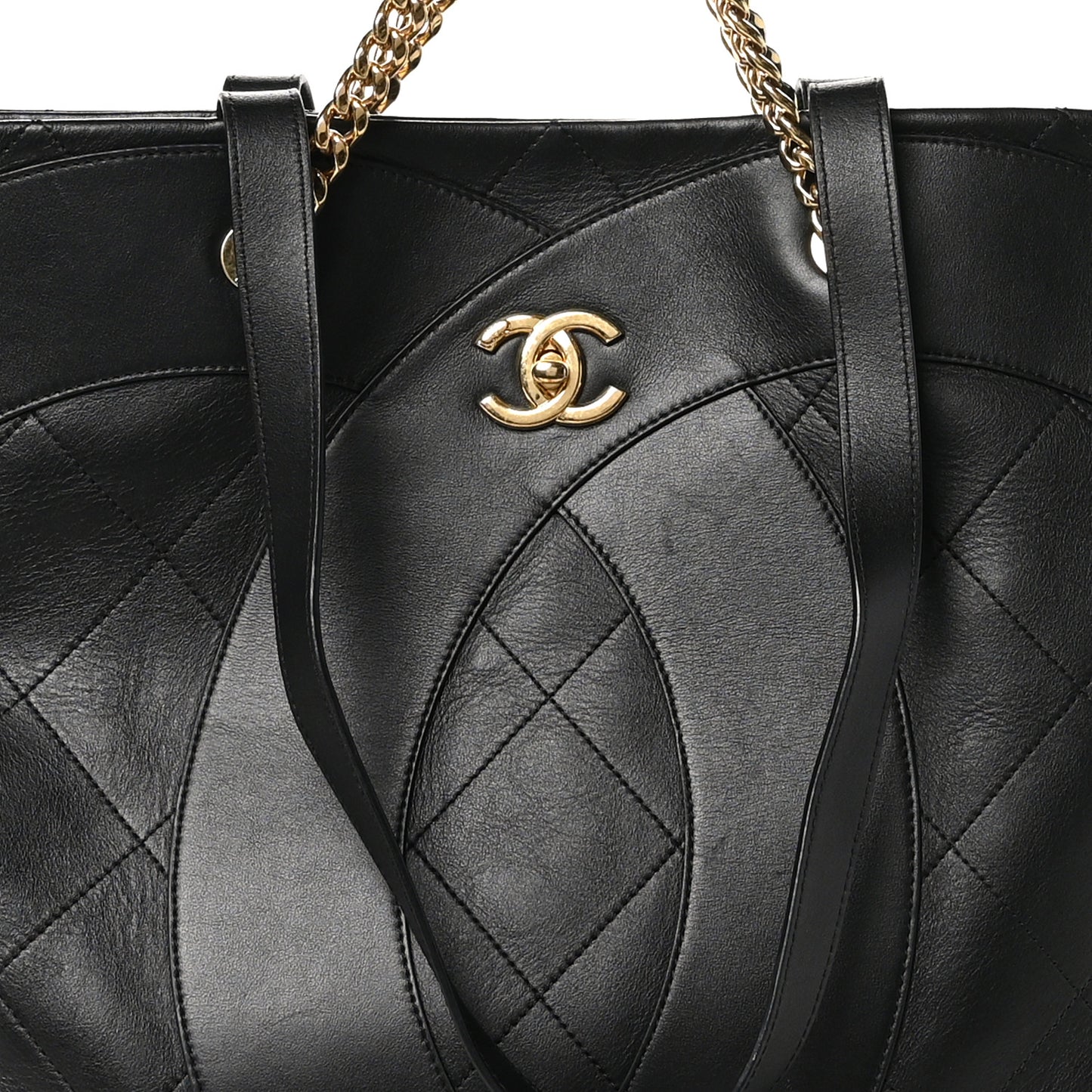 Calfskin Stitched CC Club Monaco Tote Black