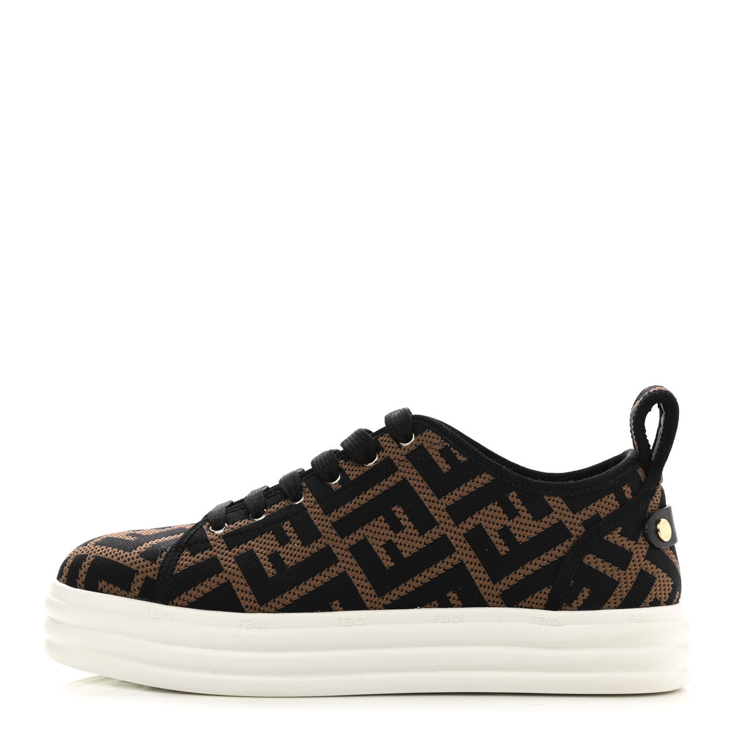 Fendi Fabric FF Micro-Perforated Rise Low Top Sneakers 36.5 Tobacco Black 1 of 10