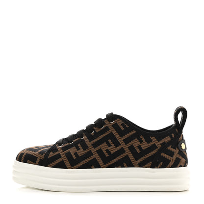 Fendi Fabric FF Micro-Perforated Rise Low Top Sneakers 36.5 Tobacco Black 1 of 10