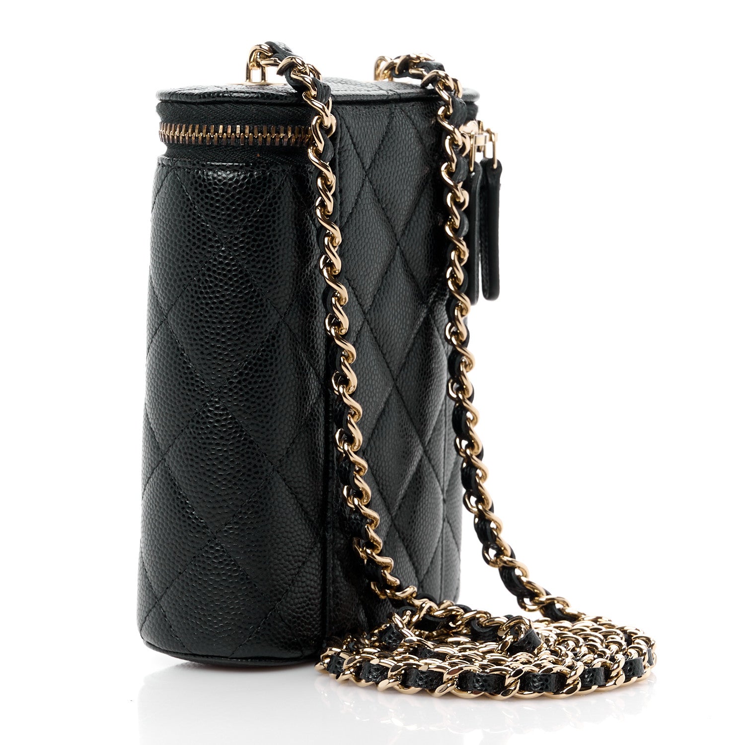 Chanel Caviar Quilted Small Vertical Coco Beauty Vanity Case With Chain Black 3 of 12