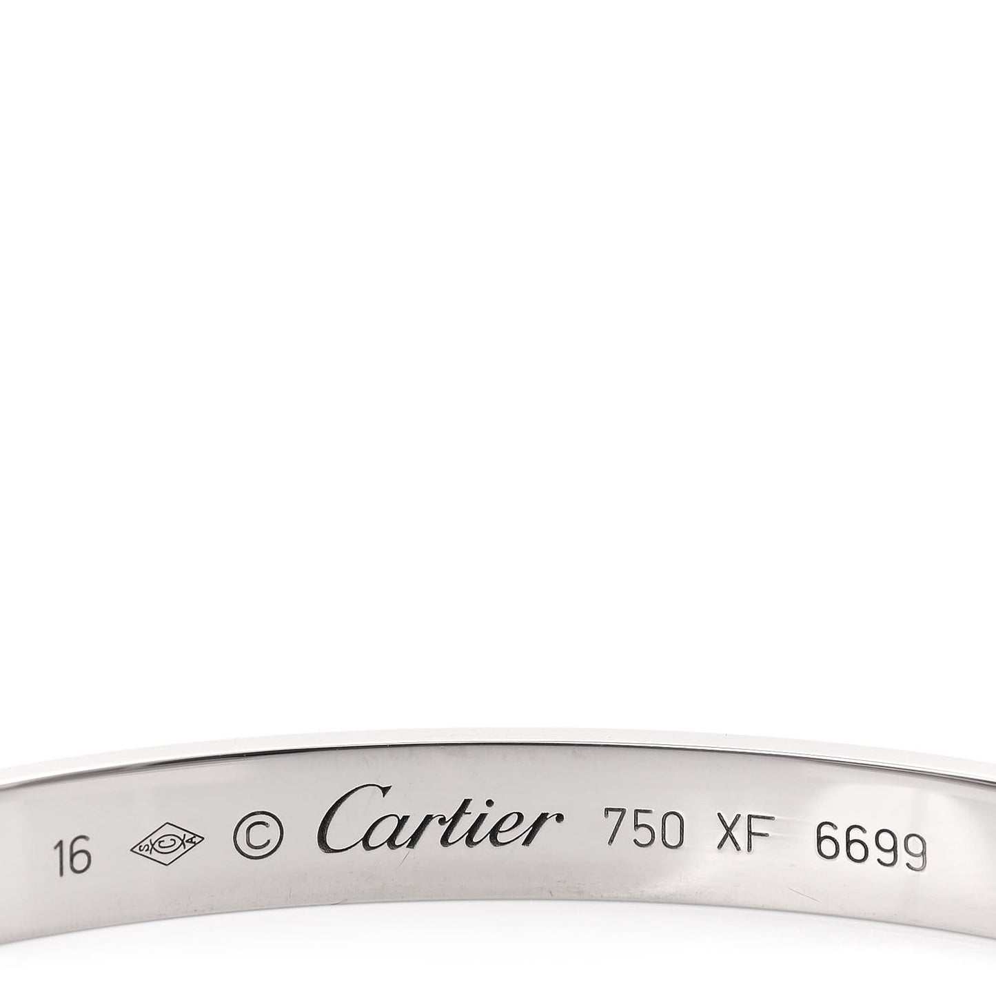 18K White Gold LOVE Cuff Bracelet 16