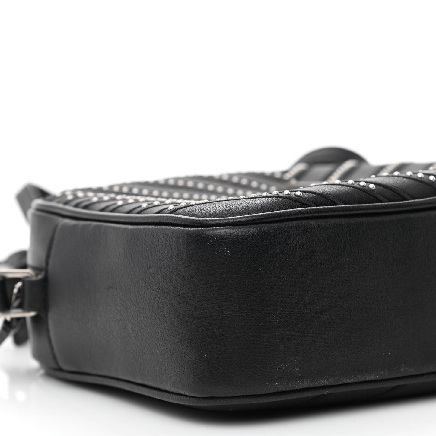 Calfskin Studded Matelasse Monogram Lou Camera Bag Black