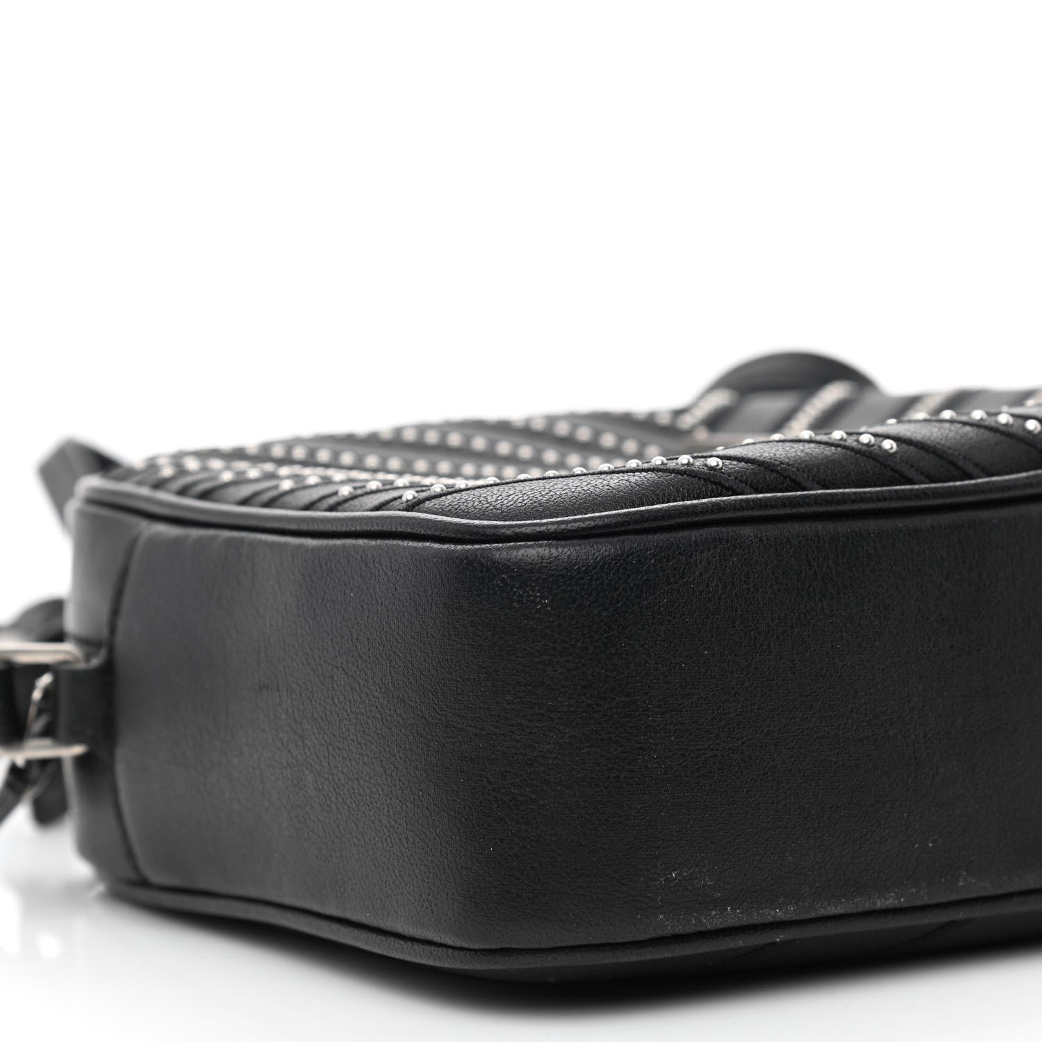 Saint Laurent Calfskin Studded Matelasse Monogram Lou Camera Bag Black 9 of 10