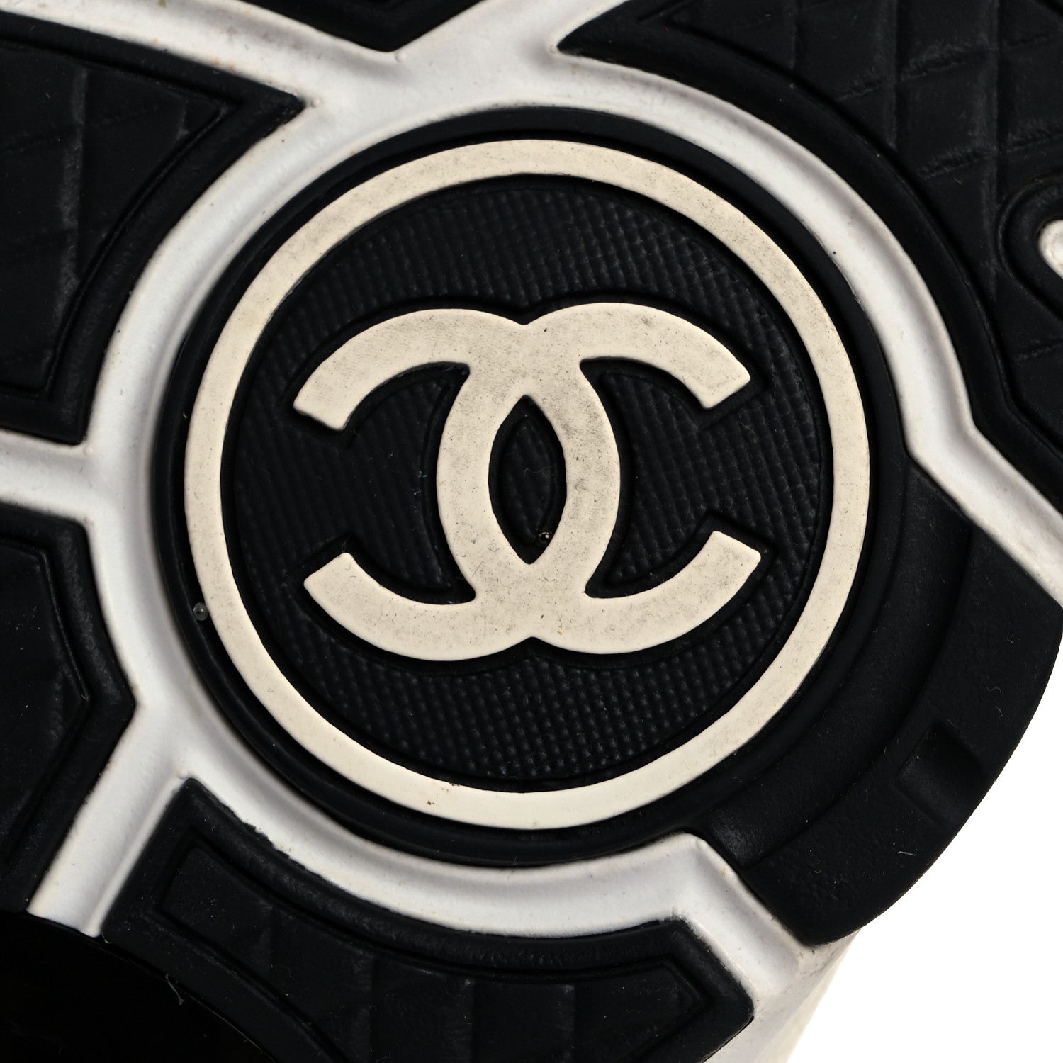 Chanel Mesh Suede Calfskin Grained Calfskin Womens CC Sneakers 37 White Black 8 of 9