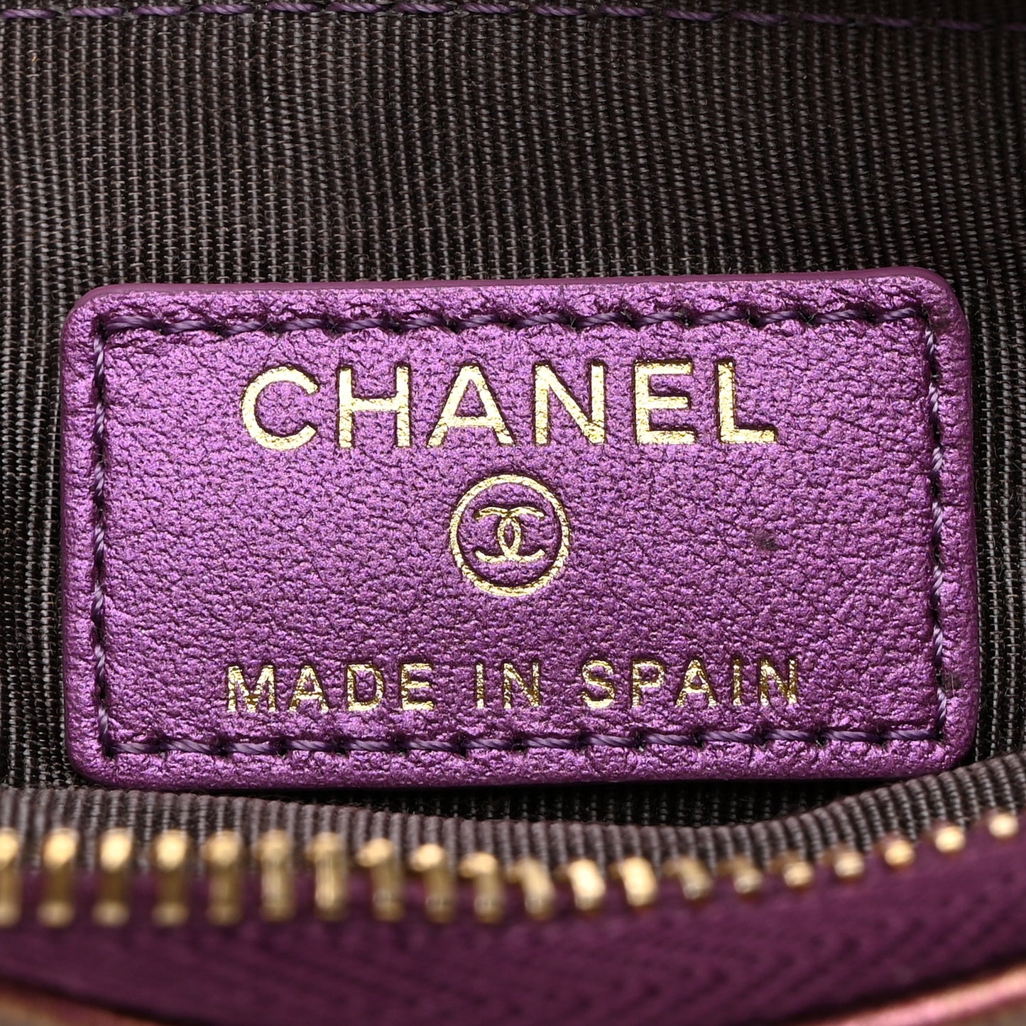 Iridescent Lambskin Quilted Small Cosmetic Case Purple