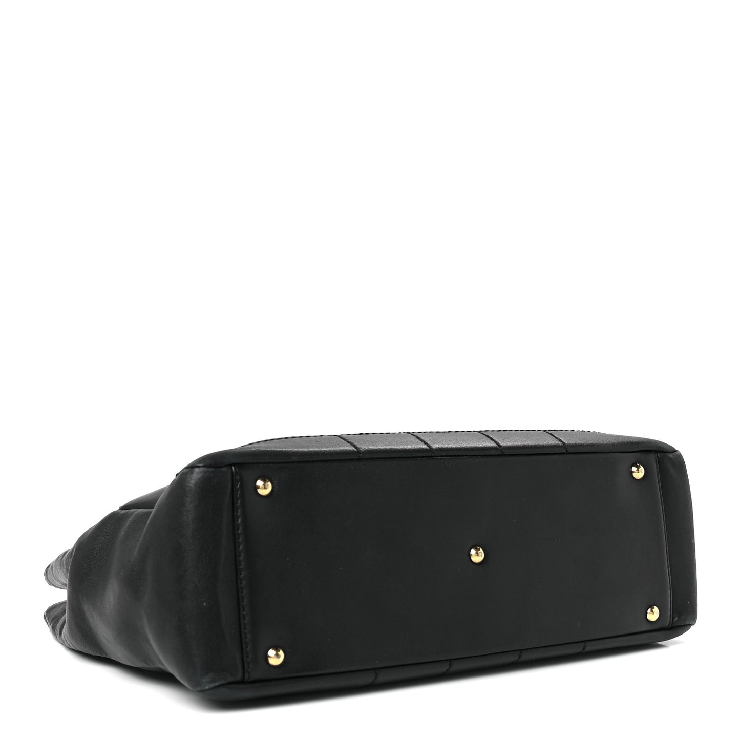 Calfskin Stitched Chocolate Bar Shopping Tote Black