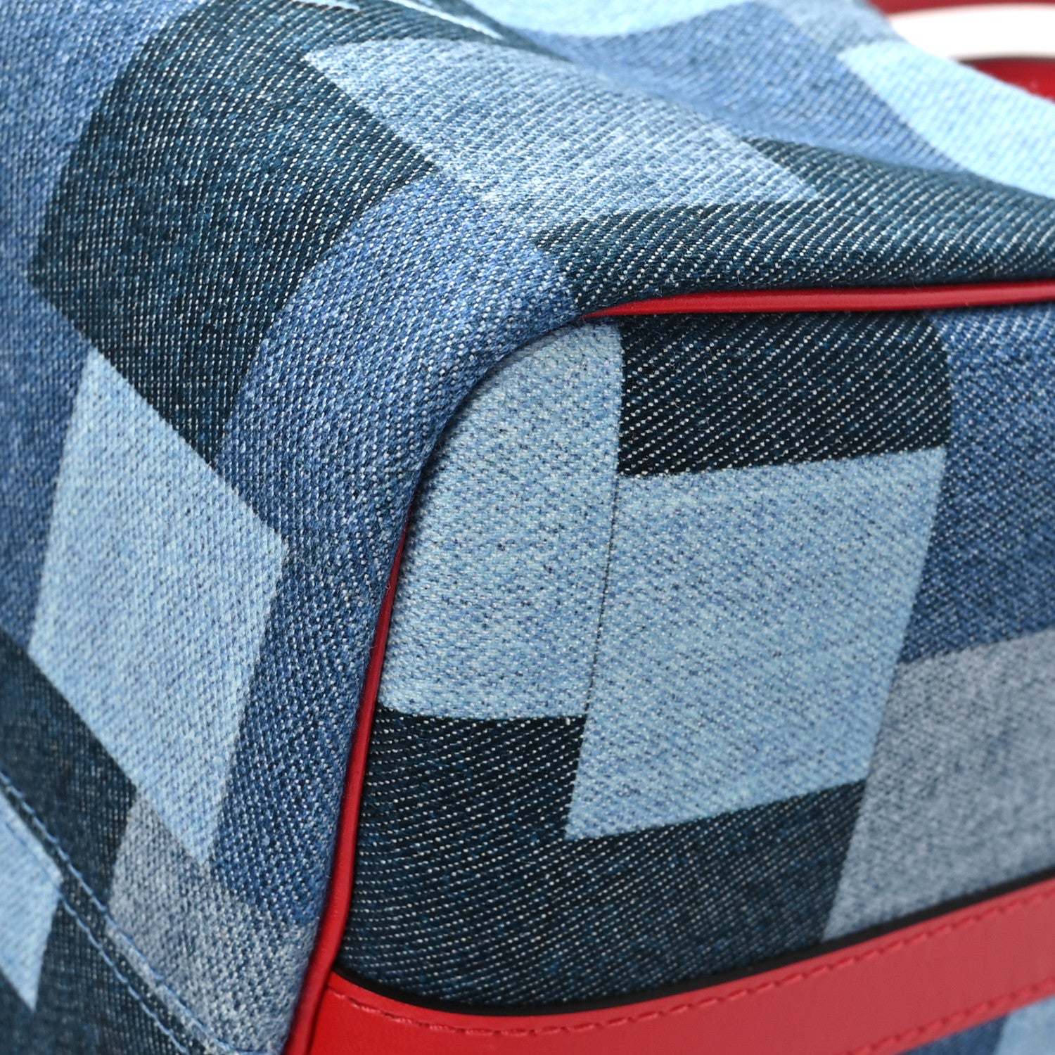 Louis Vuitton Denim Damier Monogram Patchwork Speedy Bandouliere 30 Blue Rouge 11 of 11