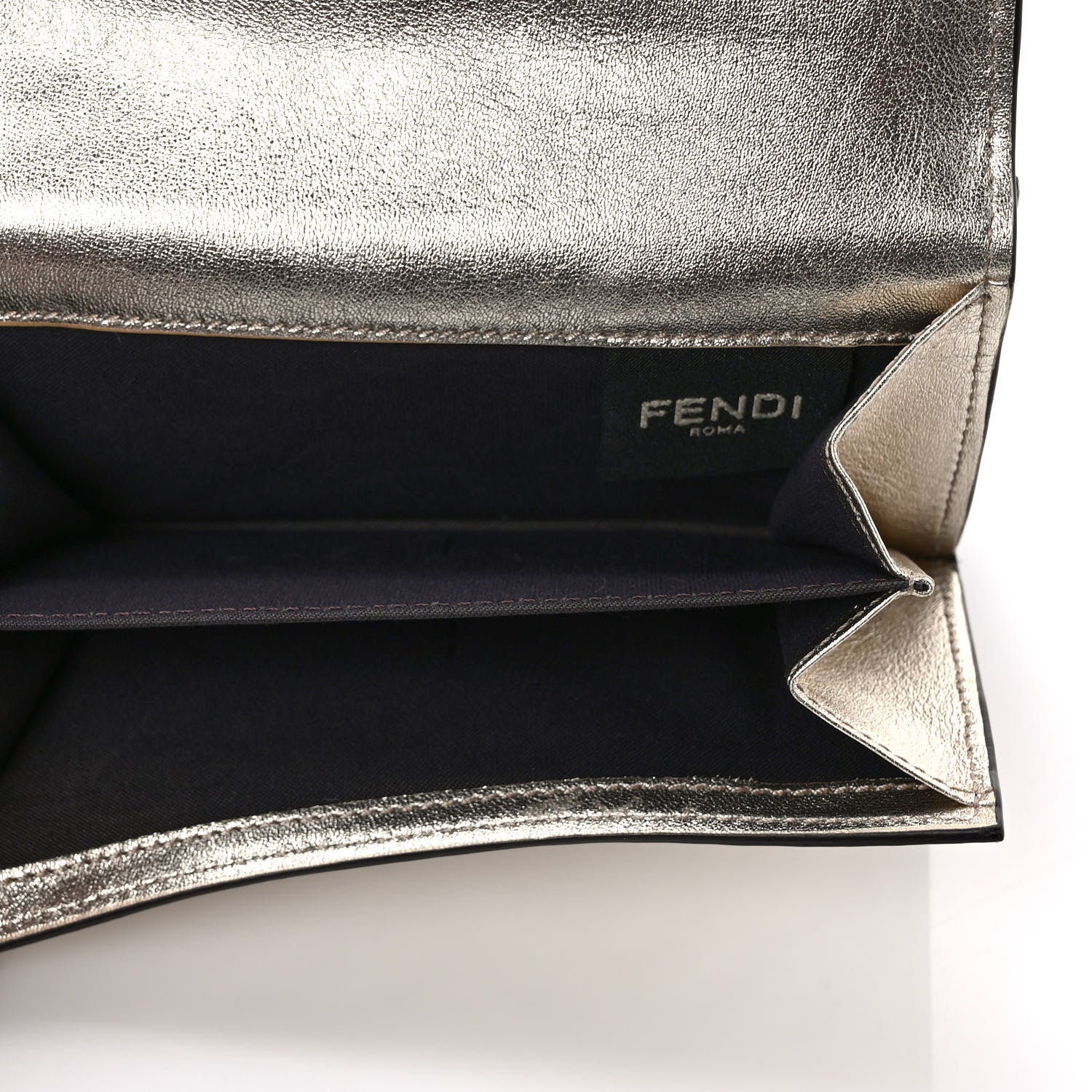 Fendi Vitello Catalan Mirror FF 1974 Embossed Medium Wallet Champagne 5 of 7
