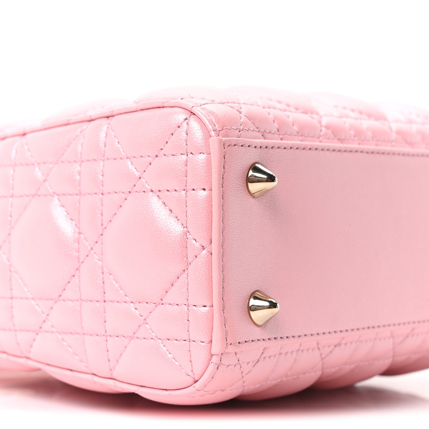 Metallic Lambskin Cannage Small Lady Dior Melacoton