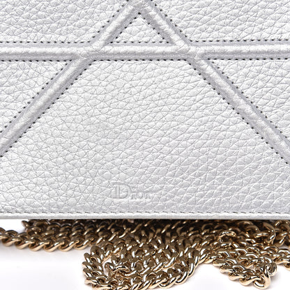 Christian Dior Metallic Grained Calfskin Diorama Wallet on Chain Pouch Silver 11 of 15