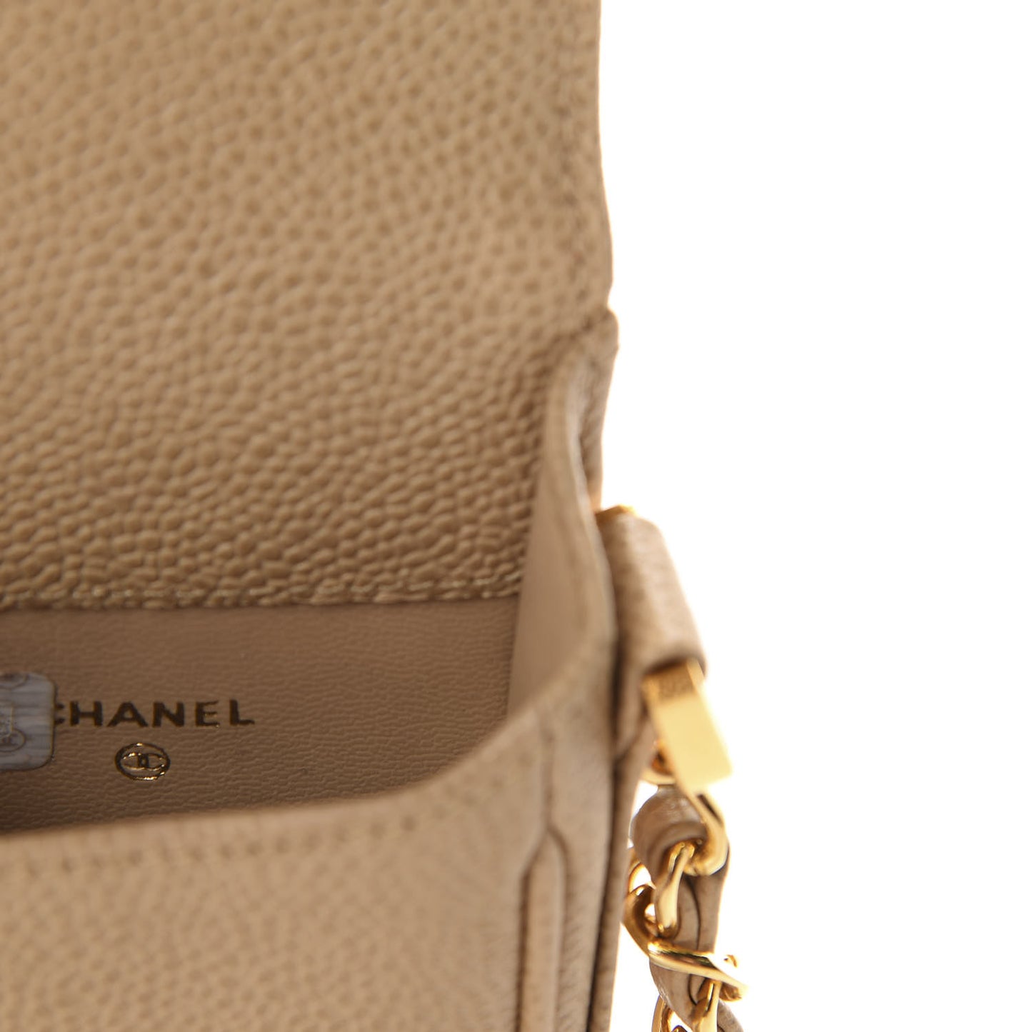 Caviar Phone Holder Crossbody Beige